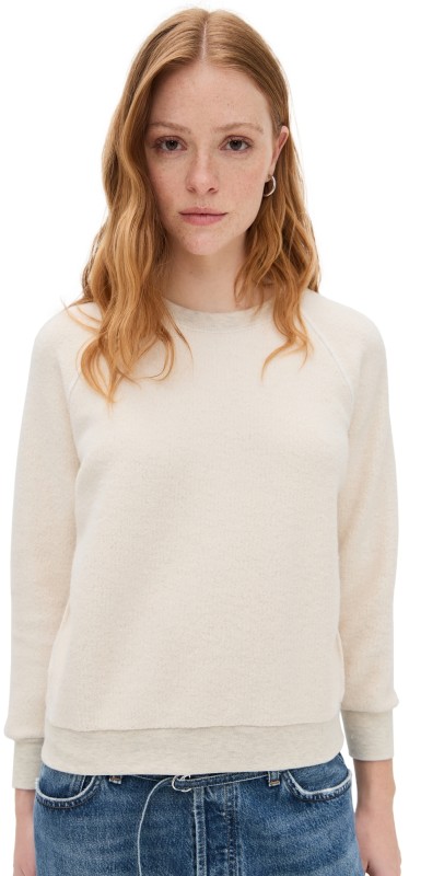 perfectwhitetee Ziggy Inside Out Fleece Long Sleeve Shrunken Crewneck Sweatshirt Oatmeal