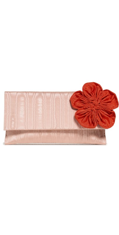 Loeffler Randall Charlee Flap Clutch W/ Flower Nude/Green/Red