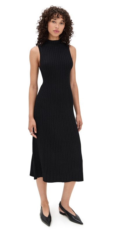 Theory Cable Rib Dress Black