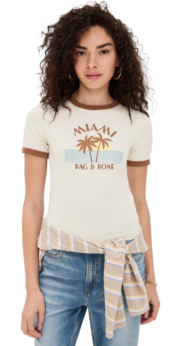 rag & bone Rib Miami Ringer Tee Chalk