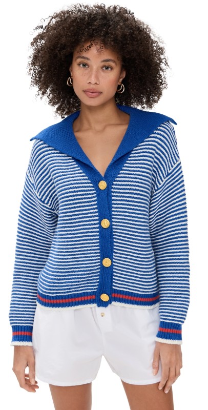 Birds of Paradis Savannah Cardigan Blue Stripe