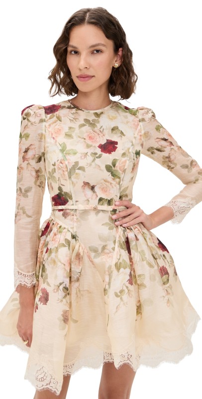 Zimmermann Hypnotic Panelled Mini Dress Cream Cascade