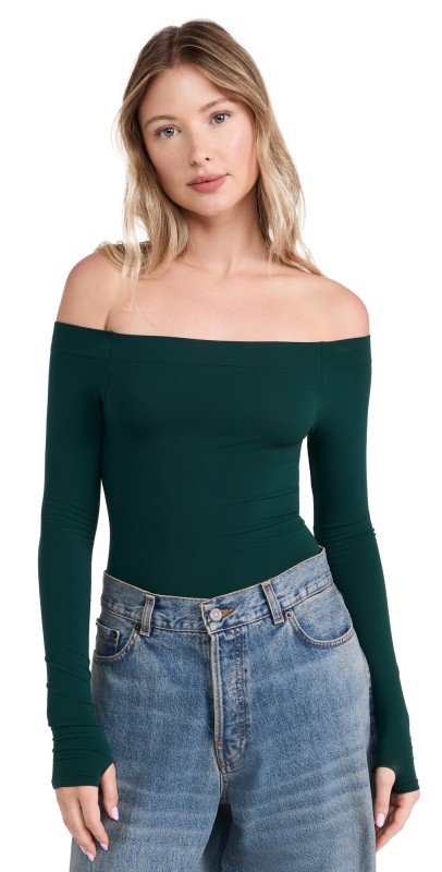 Commando Ballet Off Shoulder Bodysuit Juniper