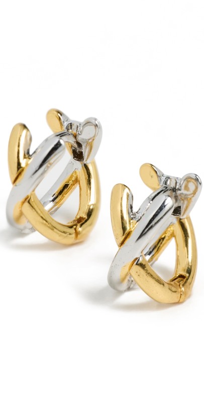 SHASHI X-Two Toned Earrings Gold/Silver
