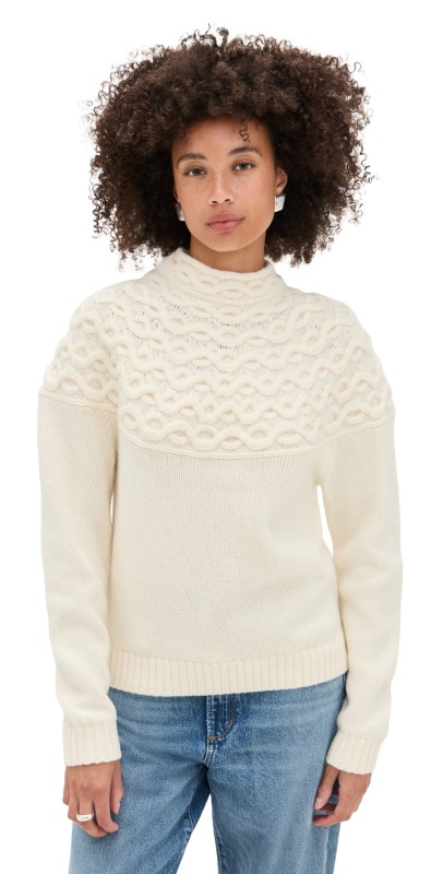 Theory Cable Yoke Sweater Ivory