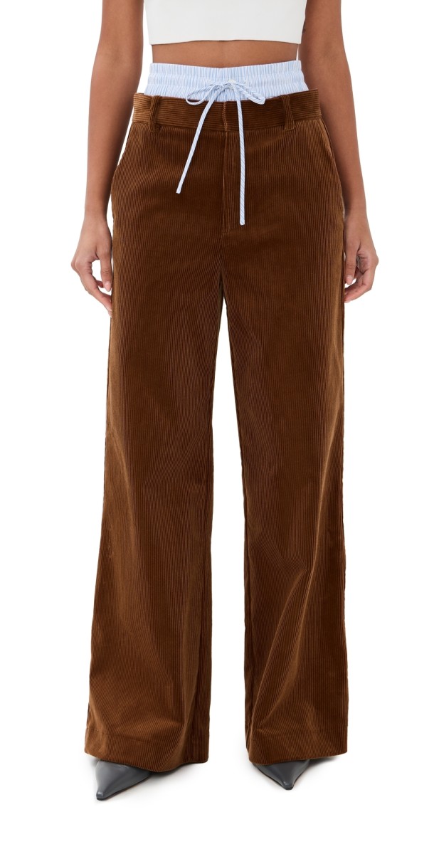 Monse Double Waistband Trousers Brown