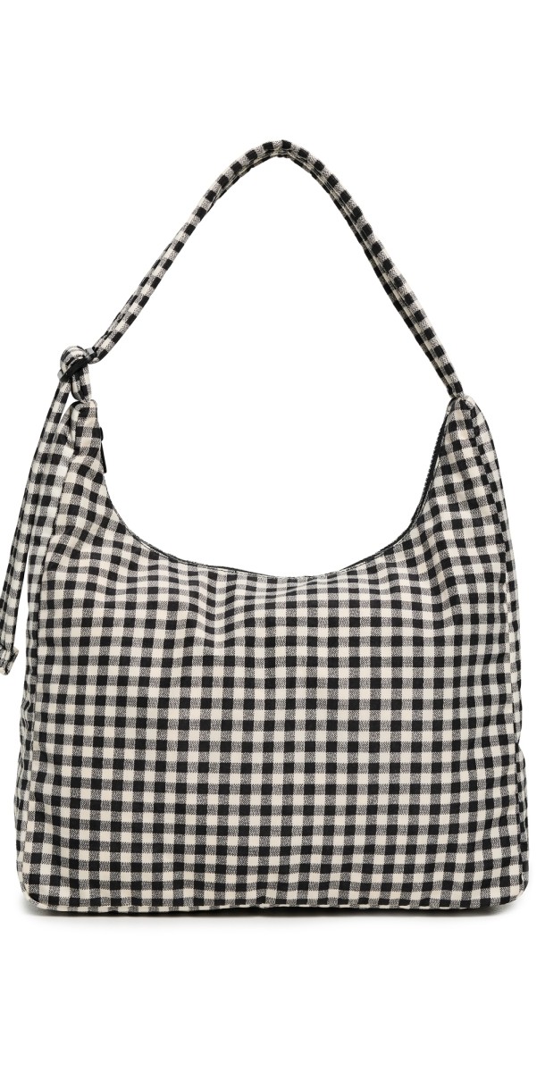 BAGGU Nylon Shoulder Bag Black & White Gingham