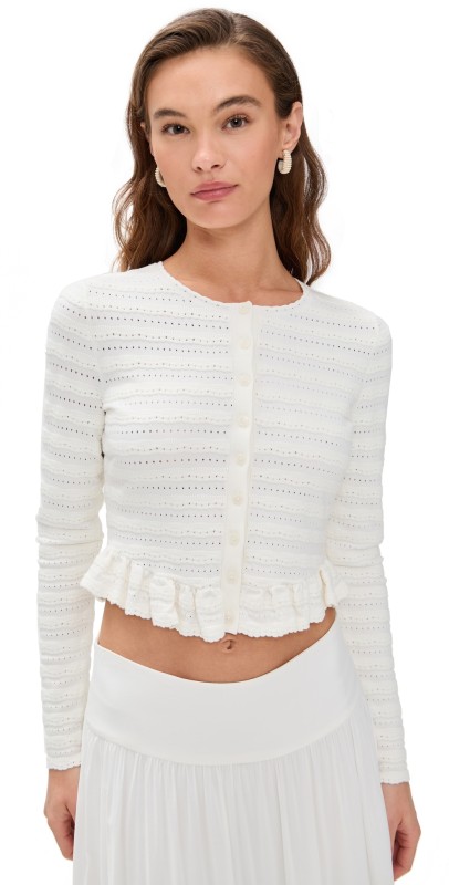 LoveShackFancy Rogan Cardigan Ivory