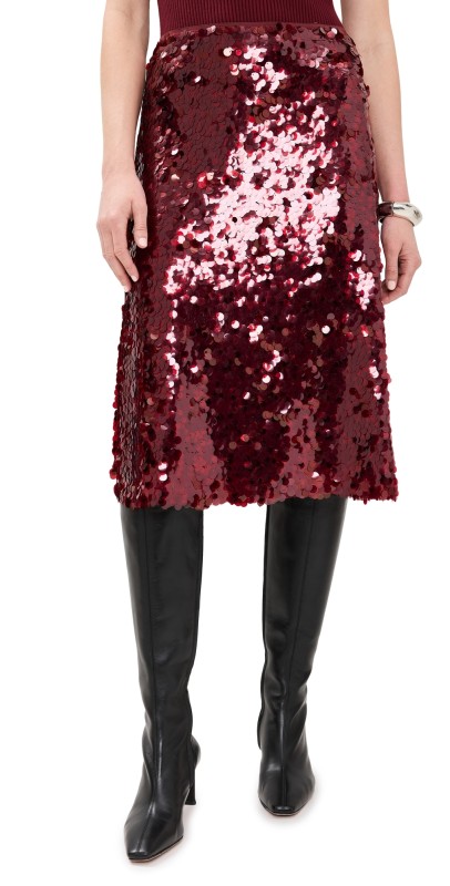 Vince Lucite Paillettes Skirt Ruby Ink