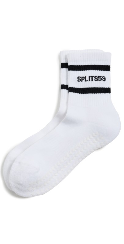 Splits59 Logo Stripe Quarter Socks with Grip White/Black