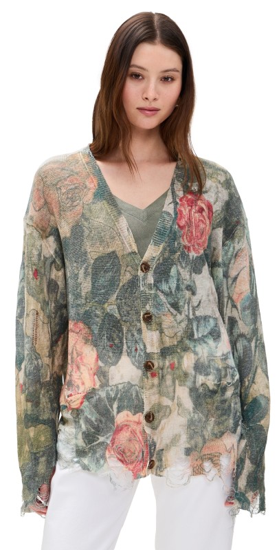 R13 Boyfriend Cardigan Camo Rose