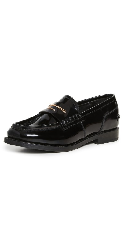 Alexander Wang Carter Logo Letters Loafers Black