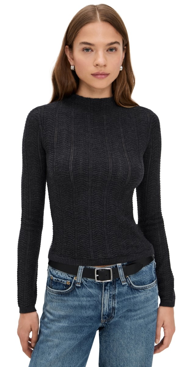 rag & bone Francesca Merino Turtleneck Charcoal
