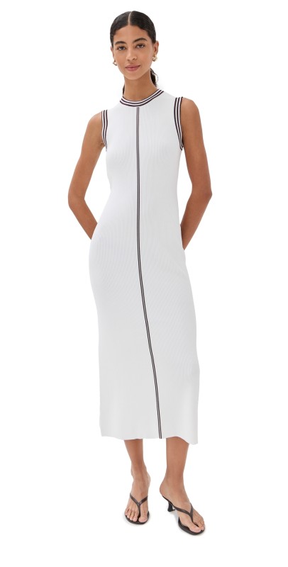 LE BOP Ringer Midi Dress White & Chocolate