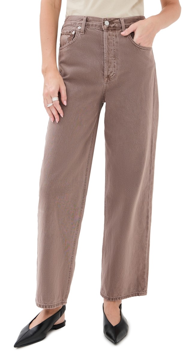 AGOLDE Ren Jeans: High Rise Wide Leg Jeans Ceramic