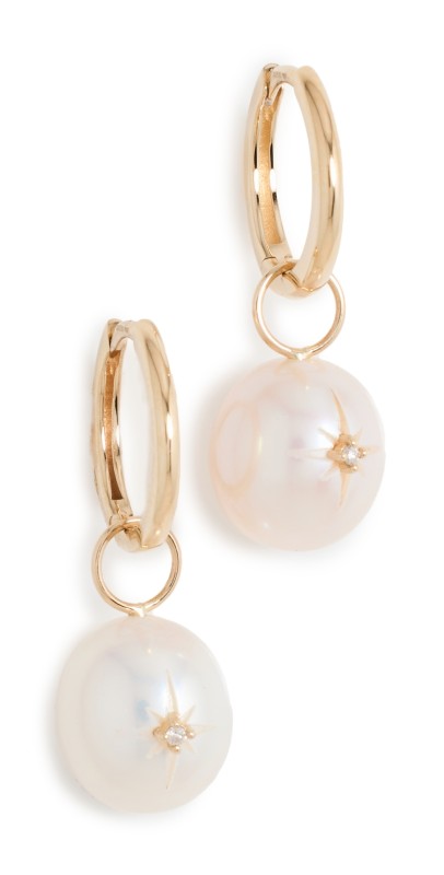 Mateo 14k Diamond Studded Baroque Pearl Drop Earrings Gold