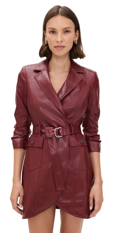 Cinq à Sept Vegan Leather Jenessa Dress Wineberry