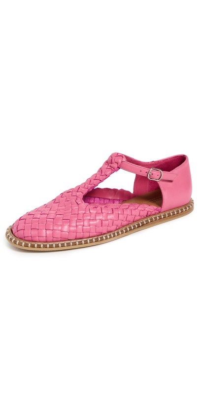 Naguisa Fragaria Woven Flats Pink