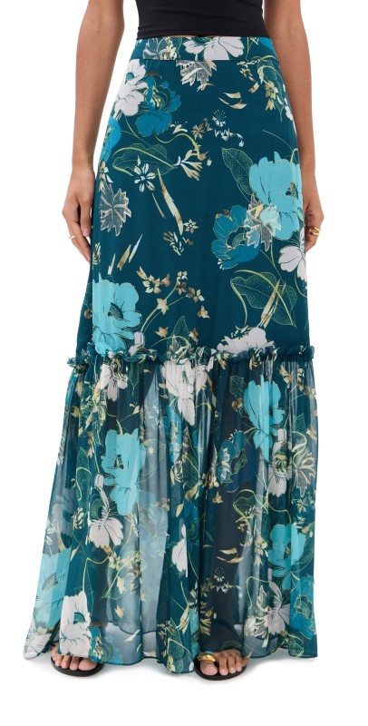 Figue Jordan Skirt Blooming Floral Peacock Blue