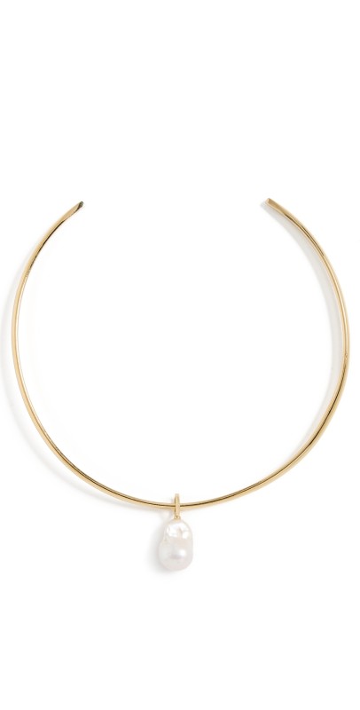 SHASHI Jones Cuff Necklace Gold/Pearl