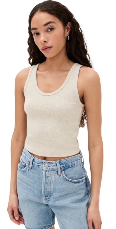 perfectwhitetee Blondie Structured Rib Bra Friendly Tank Oatmeal