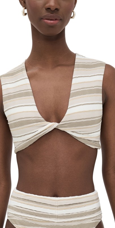 Ramy Brook Striped Oliwia Bikini Top Sandstone Stripe