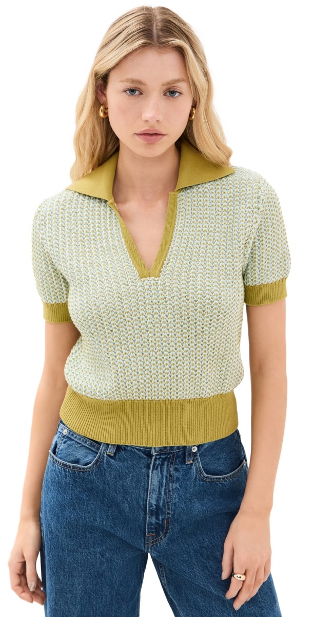 Solid & Striped The Dixie Polo Sky Chartreuse