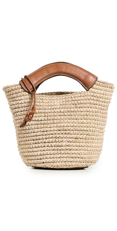 Hunting Season Mini Woven Shopper Tote Cognac