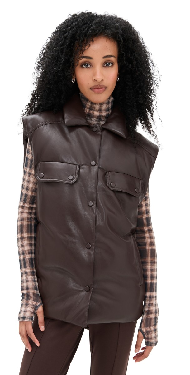 Nanushka Karlene Faux Leather Vest Coffee Ground