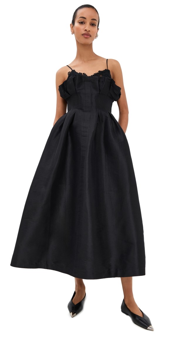 Kika Vargas Theresa Dress Black Tafffeta Black