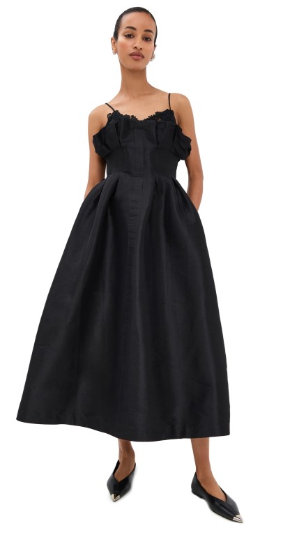Kika Vargas Theresa Dress Black Tafffeta Black