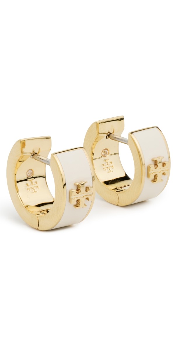 Tory Burch Kira Huggie Earrings Tory Gold / New Ivory