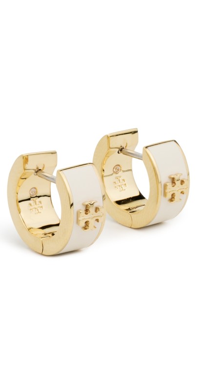 Tory Burch Kira Huggie Earrings Tory Gold / New Ivory
