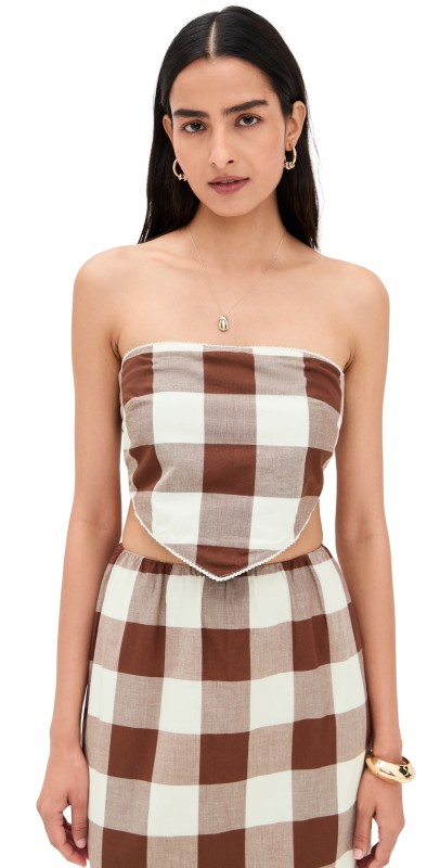 POSSE Callie Tie Top Mocha Gingham