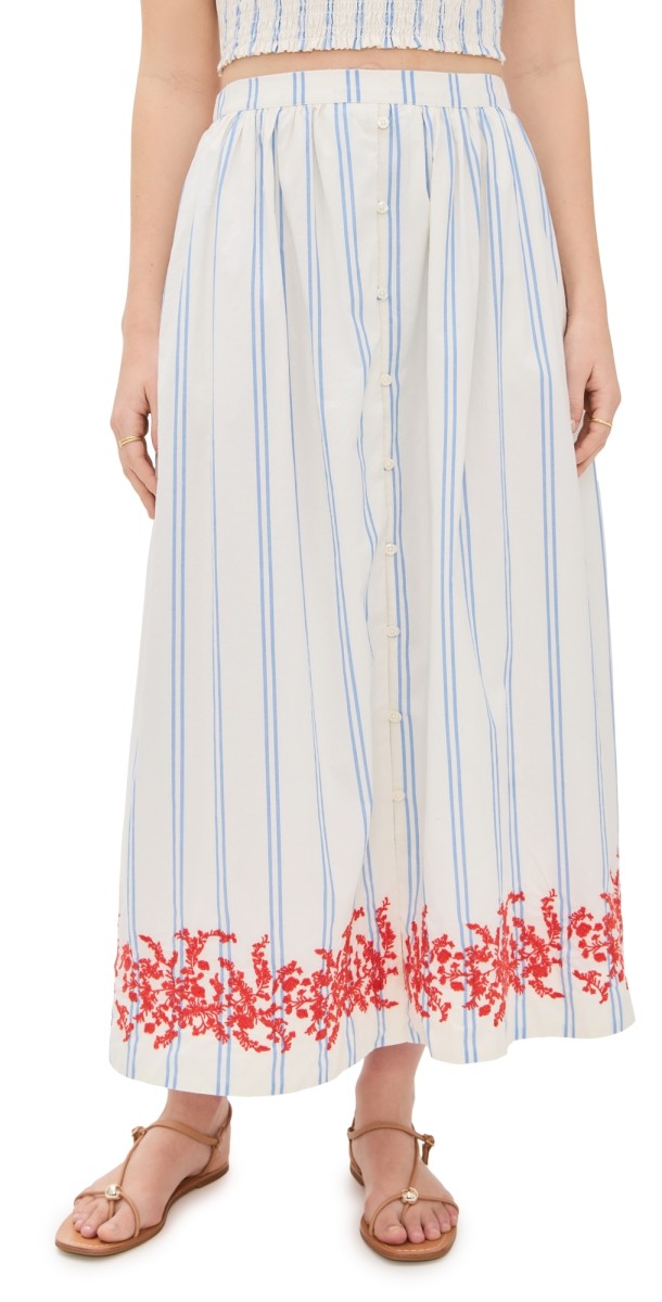 Birds of Paradis Lisette Skirt Cerulean Stripe
