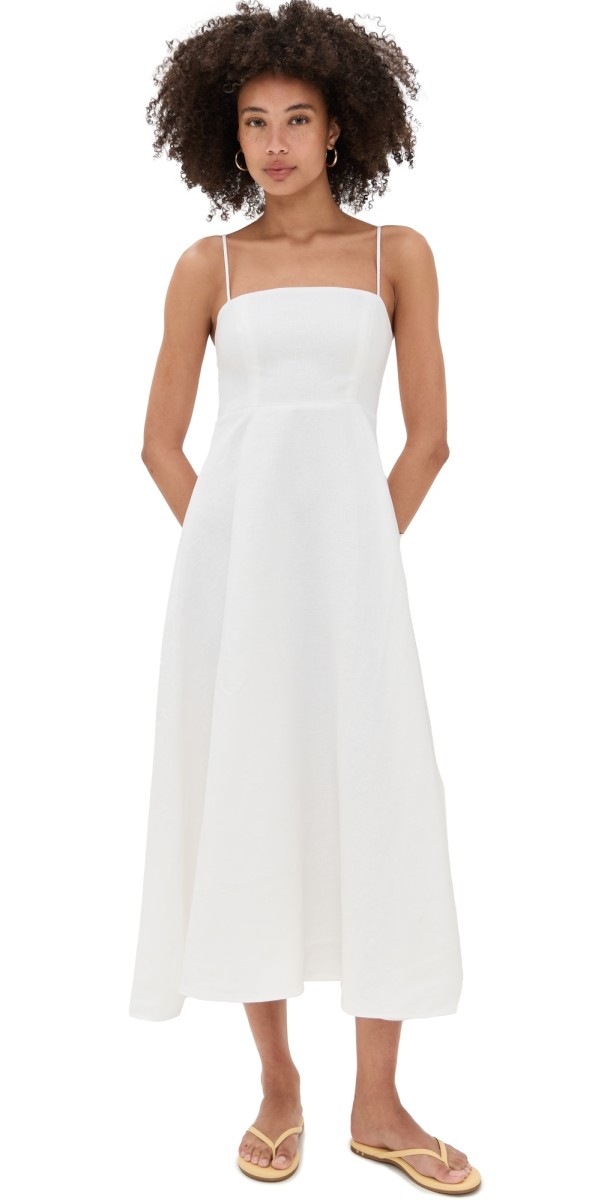 Reformation Monette Linen Dress White