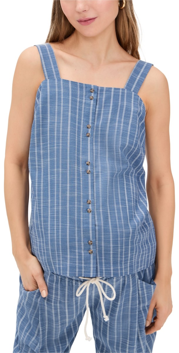 HATCH The Yasmine Top Blue/White Stripe