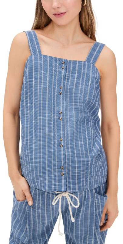 HATCH The Yasmine Top Blue/White Stripe
