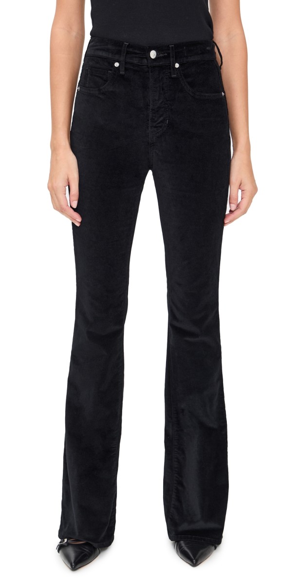 Veronica Beard Jean Beverly Velvet Skinny Flare Jeans Black