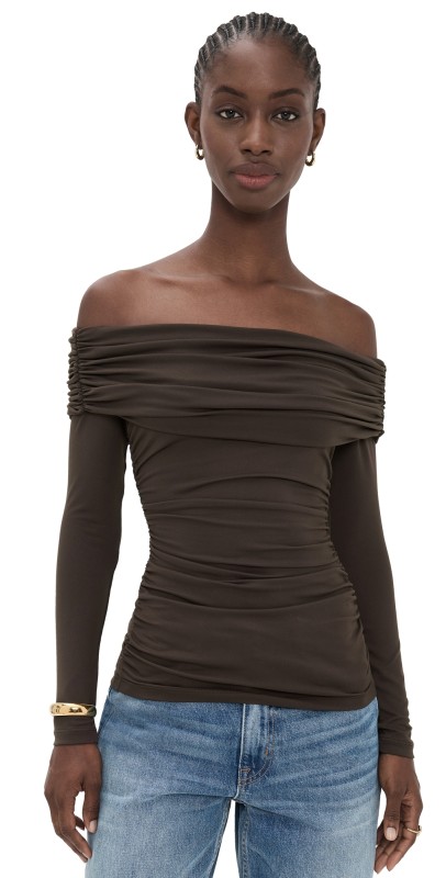 Susana Monaco Off Shoulder Gathered Top Java