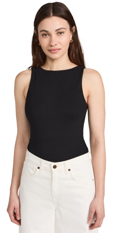 Ambitionist High Neck Tank Thong Bodysuit Black