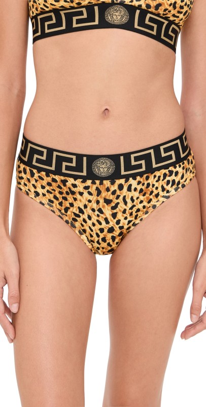 Versace Topeka Jersey Bi-Stretch Cotton Cheetah Allover Print Underwear Neutral