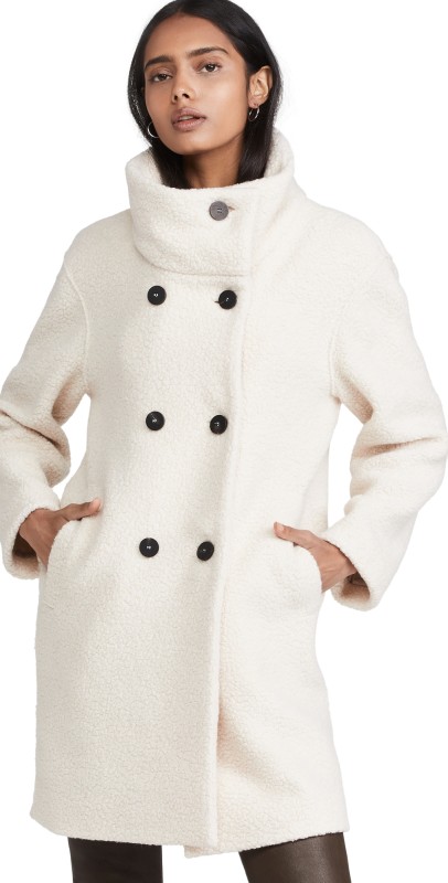 Harris Wharf London Women funnel collar coat boucl Ecru