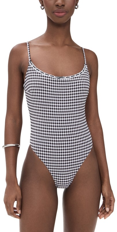 Frankies Bikinis Juliet Seersucker Gingham One Piece Blackberry Gingham