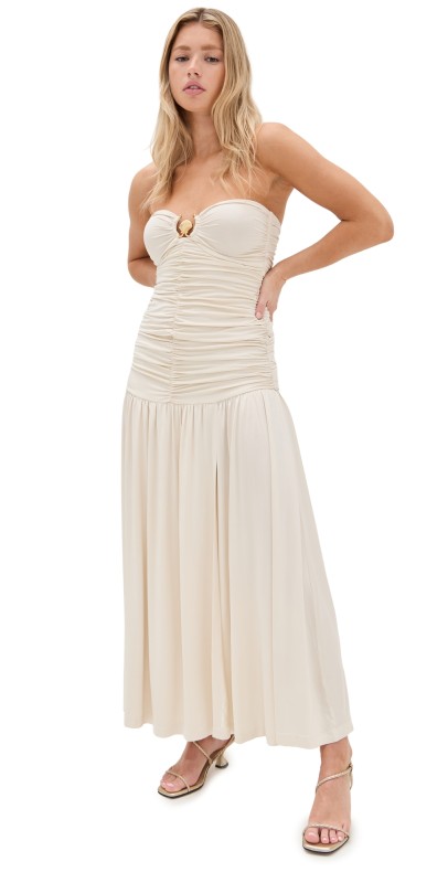 Dress To Ruched Maxi Dress Off White