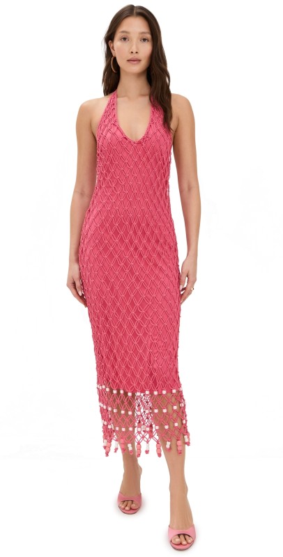 The Wolf Gang Reis Macrame Maxi Dress Candy