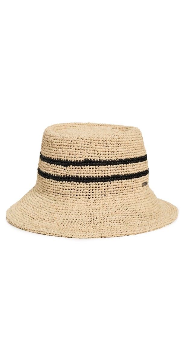 Brixton Ellee Straw Bucket Hat Tan/Black