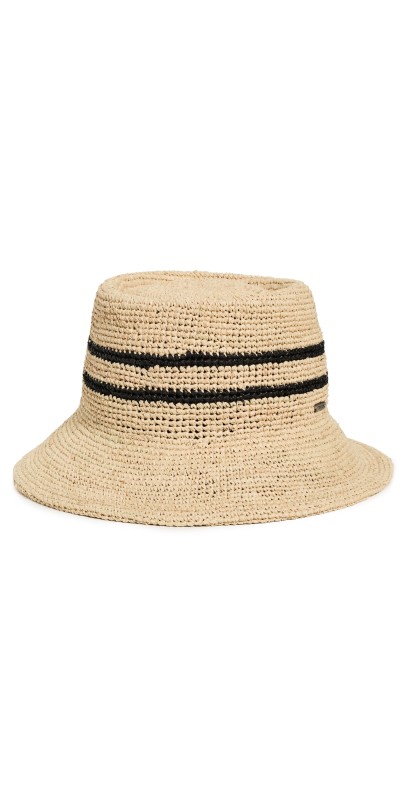 Brixton Ellee Straw Bucket Hat Tan/Black