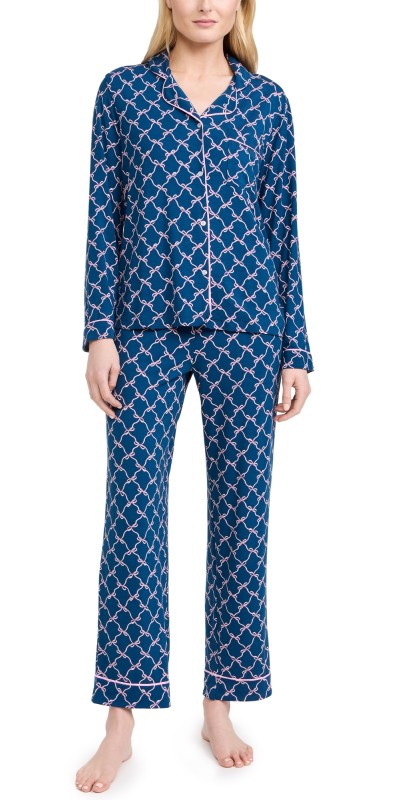 Stripe & Stare Long Pajama Set Midnight Bow