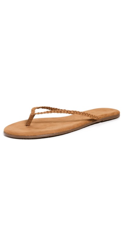 TKEES Lily Braid Flip Flops Camel